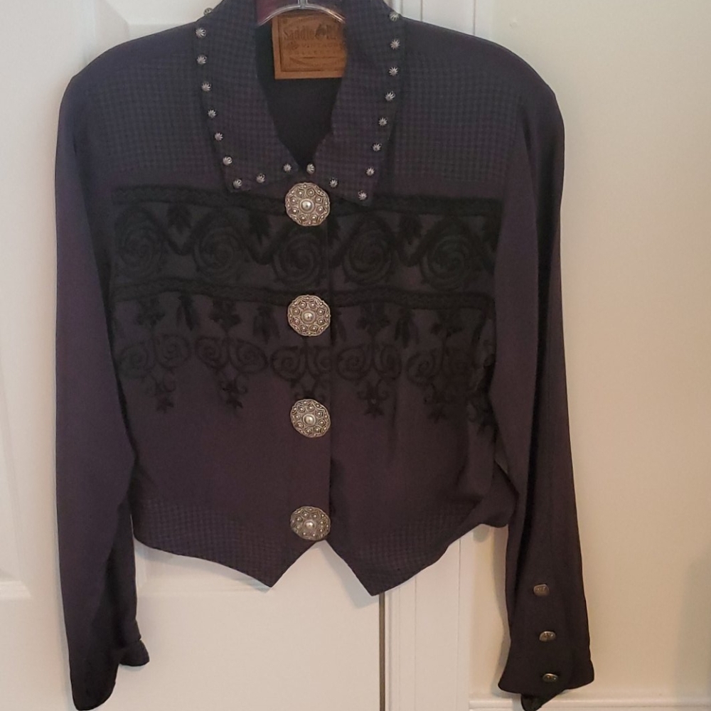 Purple western jacket with fancy silver buttons